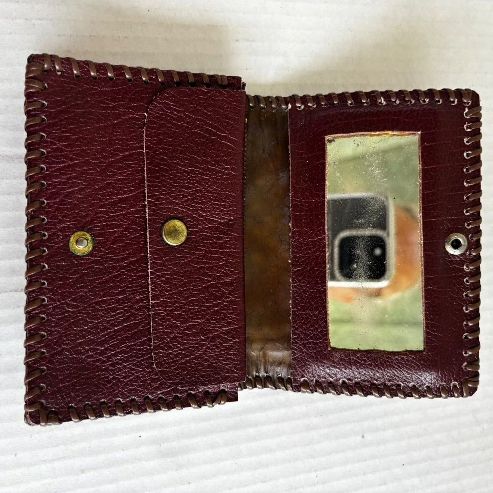 Vintage Hand‎ Tooled Leather Wallet Ballerina Dancer Whipstitched Brown Men's